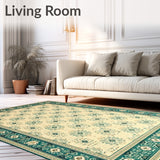 Geometric Vintage Area Beige & Teal(Beige)