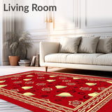 Festive Jingle Bell Cascade Half Moon Doormat with Ornate Holiday Motifs(Red)