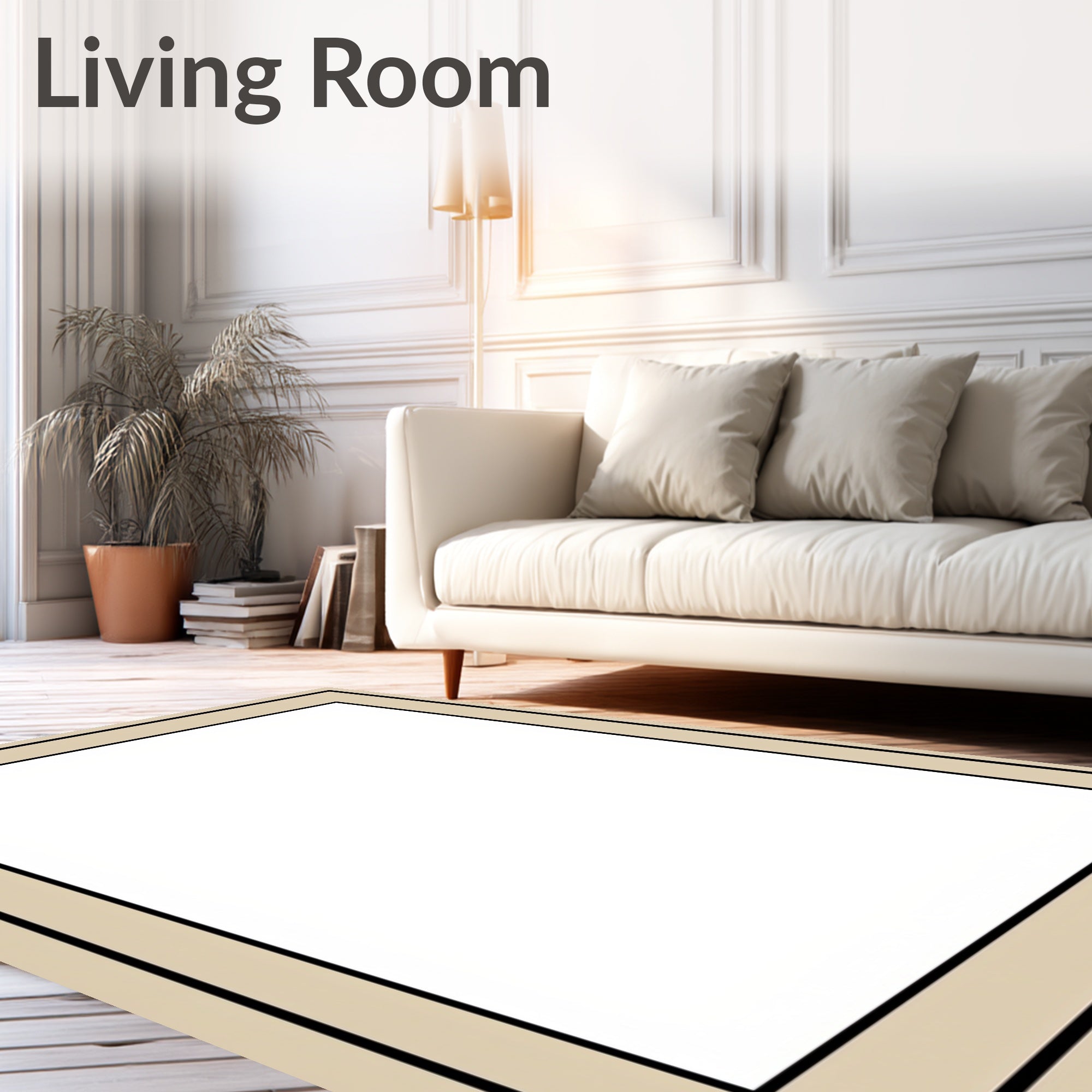 Pristine Bordered Framework Modern Elegant Sophisticated (Beige) - ODIKA