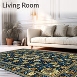 Faux Wool Floral Non Slip Beige Brown(Blue)