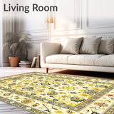 Doormat with Beige Yellow Distressed Design(Beige)