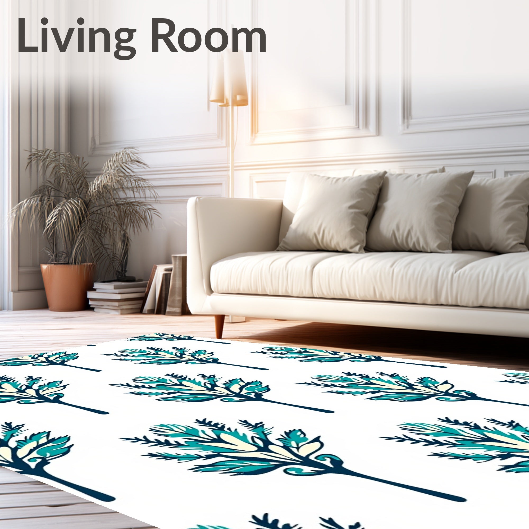 Vintage Boho Meadow Spray Featuring Interlocking Fern and Bloom (Blue) - ODIKA