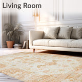 Restoration Collection Vintage Area Beige Sand Distressed Design(Beige)
