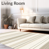 Elegant Ivory Beige Striped Area(Beige)