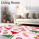 Festive Gnome Snowflake Medallion Doormat with Holiday Candles Design(Pink)