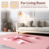Ultra Soft Area Rug, Non Slip, Stain Resistant, Washable Area Rugs for Living Room, Bedroom, scalloped bow microfiber(Pink)