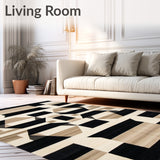 Contemporary Geometric Area with Bold Lines and Abstract Design(Beige)