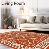 Harvest Festival Interlocking Vinework with Ornamental Scrolls(Red)