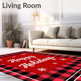 Yuletide Front Porch Decorative Checkered Entrance(Red)