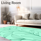 Modern Botanical Leaf Vein Inspired Subtle Textured Floor Covering(Green)