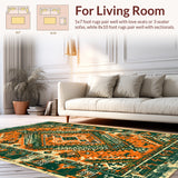 Ultra Soft Area Rug, Non Slip, Stain Resistant, Washable Area Rugs for Living Room, Bedroom, Boho Serenity Oasis Rug Escape(Orange)