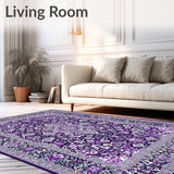 Elegant Floral Area with Purple and Silver Design(Purple)
