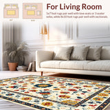 Ultra Soft Area Rug, Non Slip, Stain Resistant, Washable Area Rugs for Living Room, Bedroom, Floral Medallion Vintage(Beige)