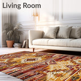 Artistic Area with Rich Browns and Warm Golds Abstract Tribal Design(Red)