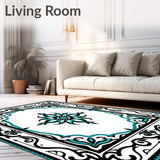 Elegant Medallion Interlocking Motif With Ornate Swirls(Black)