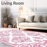 Classic Scrollwork Damask with Ornate Flourishes (Pink)
