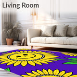 Vibrant Sunburst Floral Artistic With Joyful Expression (Yellow)