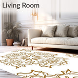 Elegant Damask Floral with Curvilinear Leaves and Subtle Vintage Etching(Gold)