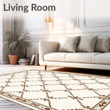 Interlocking Lattice with Subtle Floral Accents and Decorative Borders (Brown) - ODIKA