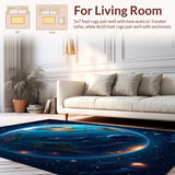 Ultra Soft Area Rug, Non Slip, Stain Resistant, Washable Area Rugs for Living Room, Bedroom, world map round(Blue)