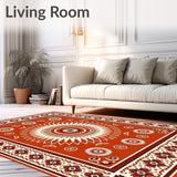 Sunburst Medallion Boho Motif with Ornate Festival Detailing(Red)