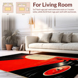 Ultra Soft Area Rug, Non Slip, Stain Resistant, Washable Area Rugs for Living Room, Bedroom, Retro Music Theme Non-Slip Bathroom Rug(Red)