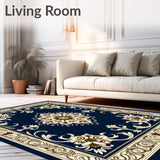 Elegant Damask Scroll Vintage Inspired Baroque Emblem(Blue)