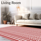 Nordic Stripe With Minimalist Brushstroke Motifs(Red)
