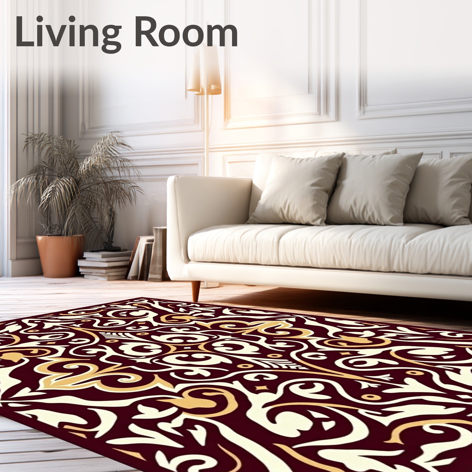 Art Nouveau Swirling Floral with Stylized Leaf Accents (Ivory) - ODIKA