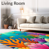 Seascape Voyage Exotic Reef Journey Swimming Creatures Pathway Art(Blue)