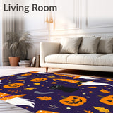 Spooky Harvest Festive Cat Gnome Rug Entrance Carpet Autumn Decor(Purple)