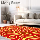 Retro Swirl Mosaic with Dynamic Waves and Bold Floral(Red)