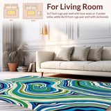 Artistic Impressionist Swirls Patterned Floor Decor(Blue)