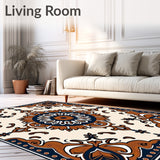 Paisley Medallion with Traditional Scrollwork Motifs(Brown)