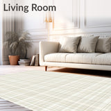 Modern Plaid Motif Area – Light Beige Checkerboard Floor Decor(Beige)
