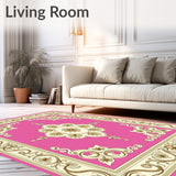 Scrollwork Arabesque with Floral Rosette Motifs(Pink)