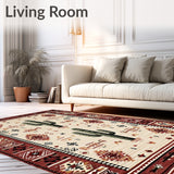 Boho Mesa Showcasing Abstract Cactus Forms and Tribal Ornamentation(Beige)