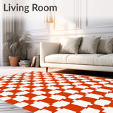 Countryside Gingham Surface Accent With Intersecting Stripes(Orange)