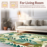 Ultra Soft Area Rug, Non Slip, Stain Resistant, Washable Area Rugs for Living Room, Bedroom, Beige Nursery Playroom Jungle Scene Area Rug(Beige)