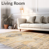 Large Beige Area with a Boho Chic Distressed Design and Earthy Hues(Beige)