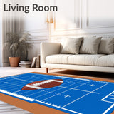 Football Field Gridiron Yard Lines Ball Motif(Blue)
