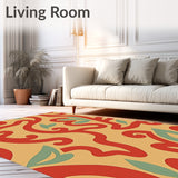 Contemporary Boho Floral Arrangement With Curved Petal Shapes(Red)