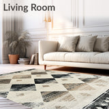 Beige Diamond Distressed Black Wash Area(Beige)