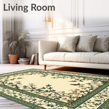 Pastoral Charm Beige & Green Ornamental Area(Beige)