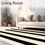 Elegant Black & Beige Stripe Area Modern Farmhouse Decor(Beige)