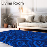 Flowing Wave Motif with Abstract Botanical Accents (Blue)