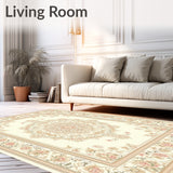 Elegant Beige Round with Ornate Lace Inspired Floral Motifs(Beige)