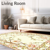 Area Runner with Beige Garden Floral(Ivory)