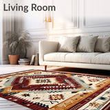 Desert Sunset Medallion Area with Tribal Geometric(Brown)