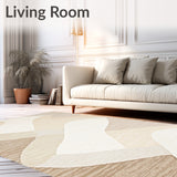 Elegant Circular Area With Subtle Chevron Waves And Neutral Beige Hues(Beige)